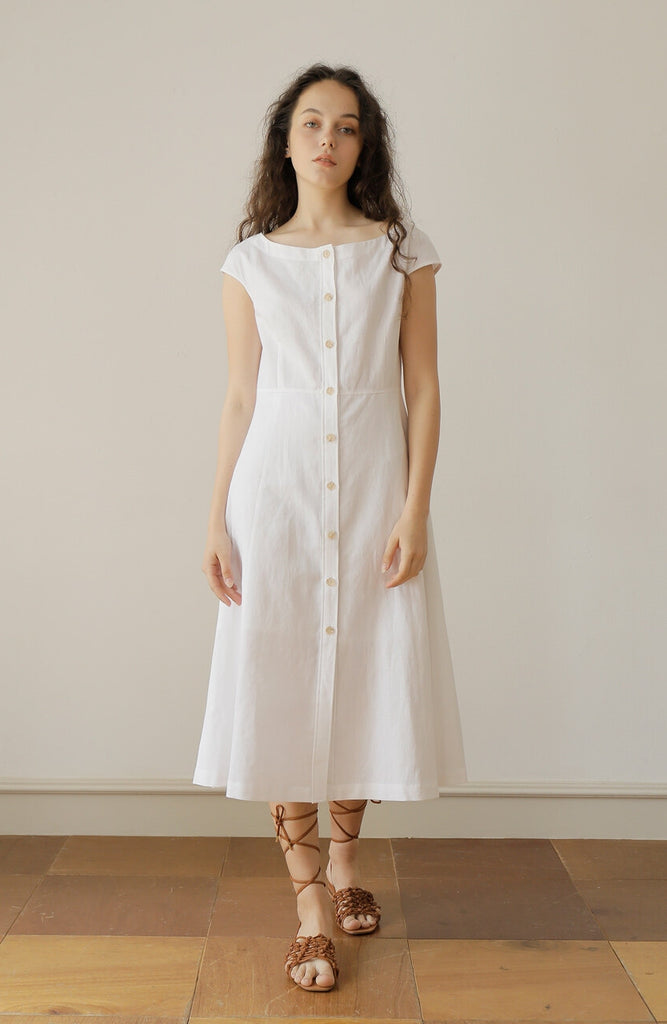 White Linen Dresses Petite White Midi Dress White Linen Midi Dress With Cap Sleeves And Button-Front Closure For E Laura Ren White Linen Dresses Petite White Midi Dress White Linen Midi Dress With Cap Sleeves And Button-Front Closure For E Laura Ren