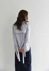Cotton Poplin Shirt with Vertical Stripes and Oversized Cuffs