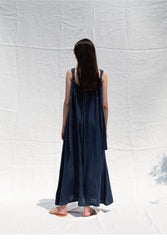 Sleeveless Linen Maxi Dress with Shoulder Tie Detail and Flowing Silhouette