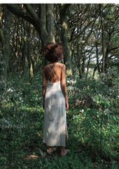 Flowy Linen Maxi Dress With Square Neckline, Wide Straps, And Relaxed Summer Silhouette