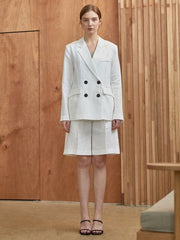 Tailored High-Waisted Linen Shorts for Women with Pleated Front and Relaxed Fit