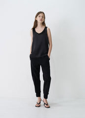 Tapered Linen Jogger Pants with Elastic Cuffed Hem and Relaxed Fit for Modern Styling