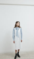 Relaxed Fit Linen Blouse with Tie Neck and Button-Down Front for Effortless Elegance