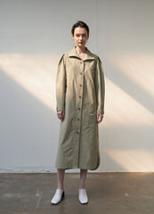 Linen Belted Trench Midi Dress with Button Front and Shoulder Pleats for Refined Fit