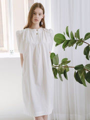 Soft-Touch Short Sleeve Midi Dress Crafted From Breathable Premium Natural Linen Fabric