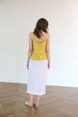 Spaghetti Strap Linen Top with Tie Back Detail