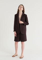 Women's Relaxed Fit Linen Blazer with Single-Breasted Front and Notch Lapel Design