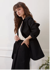 Notched Lapel Linen Blazer with Waist Tie and Tailored Fit for Elevated Everyday Layering