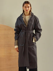 Structured Linen Blazer Coat for Women with Waist Belt and Oversized Fit – Button-Up Outerwear