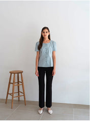 High-Waisted Linen Pants with Tailored Fit and Flared Hem for Effortless Everyday Elegance