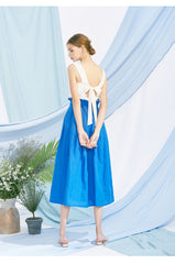 High-Waisted A-Line Linen Skirt for Women with Belted Waist and Flowing Midi Silhouette