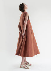 Sleeveless A-Line Linen Dress With Deep V-Neck and Side Pockets for Effortless Summer Styling