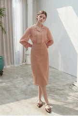 High-Waisted Linen Midi Skirt with Seamless Waistband and Streamlined Silhouette for Chic Styling