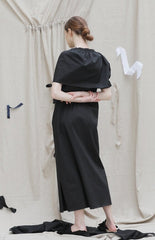 One-Shoulder Off-the-Shoulder Mini Dress in Natural Linen with Statement Tie Detail