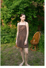 Sleeveless A-Line Mini Dress With Adjustable Straps In Breathable Premium Linen Fabric