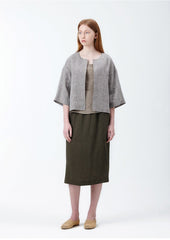 Elegant A-Line Linen Skirt with Asymmetrical Button Detail – Lightweight Natural Fabric