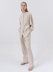Elegant Long-Sleeve Button-Up Blouse Crafted From Premium Breathable Linen Fabric For All-Day Comfort