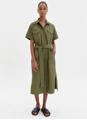 Sleeveless Linen Midi Dress with Back Slit and Seam Detailing for Effortless Elegance