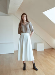 Elegant A-Line Silk Skirt with Fluid Drape and High Waistband for Effortless Day-to-Night Style