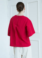 Relaxed Fit Linen Blouse with Back Button Detail – Lightweight Women’s Summer Top