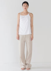 High-Waisted Wide-Leg Linen Pants With Relaxed Fit And Tailored Silhouette For Everyday Elegance