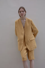High-Waisted Tailored Linen Shorts with Relaxed Fit and Clean Hem for Elevated Comfort