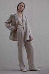 High-Waisted Wide-Leg Linen Pants With Pleats And Relaxed Fit For Effortless Summer Styling