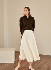 Elegant A-Line Silk Skirt with Fluid Drape and High Waistband for Effortless Day-to-Night Style