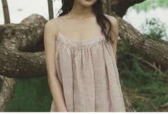 Marguerite 亚麻棉质吊带裙