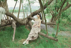 Marguerite 亚麻棉质吊带裙